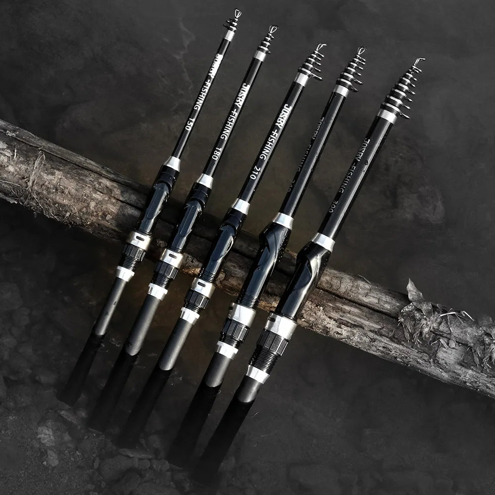 JOSBY Mini Spinning Fishing Rod Telescopic FRP Feeder Ultralight Portable Sea Travel Pole 1.5M 1.8M 2.1M 2.4M 2.7M 3.0M NEW
