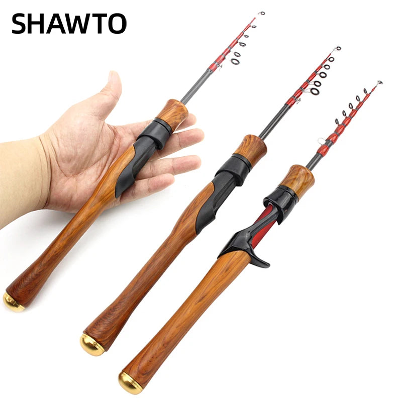 Shawto Fishing Rod Spinning Lure Rod 1.68 1.98m 6 Section Carbon Fiber Super Hard Light Casting Rod Baitcasting Rod Gift Rod Tip