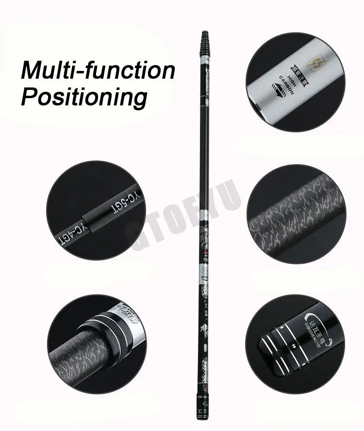 High Quality Carbon Super Light Fishing Rod Positionable Fiber Telescopic Handle Stream Pole 3.6M4.5M7.2M8M9M10M Travel Carp Rod