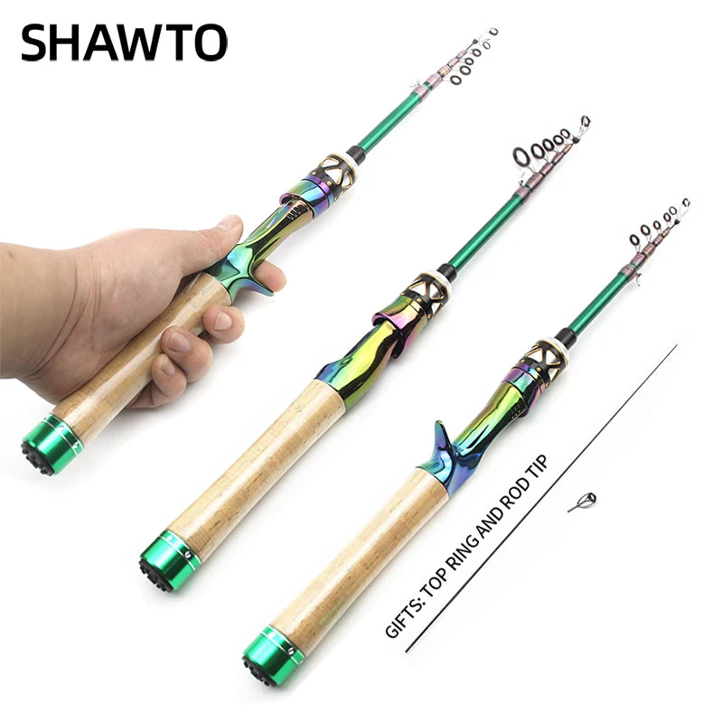Shawto Fishing Rod Spinning Lure Rod 1.68 1.98m 6 Section Carbon Fiber Super Hard Light Casting Rod Baitcasting Rod Gift Rod Tip