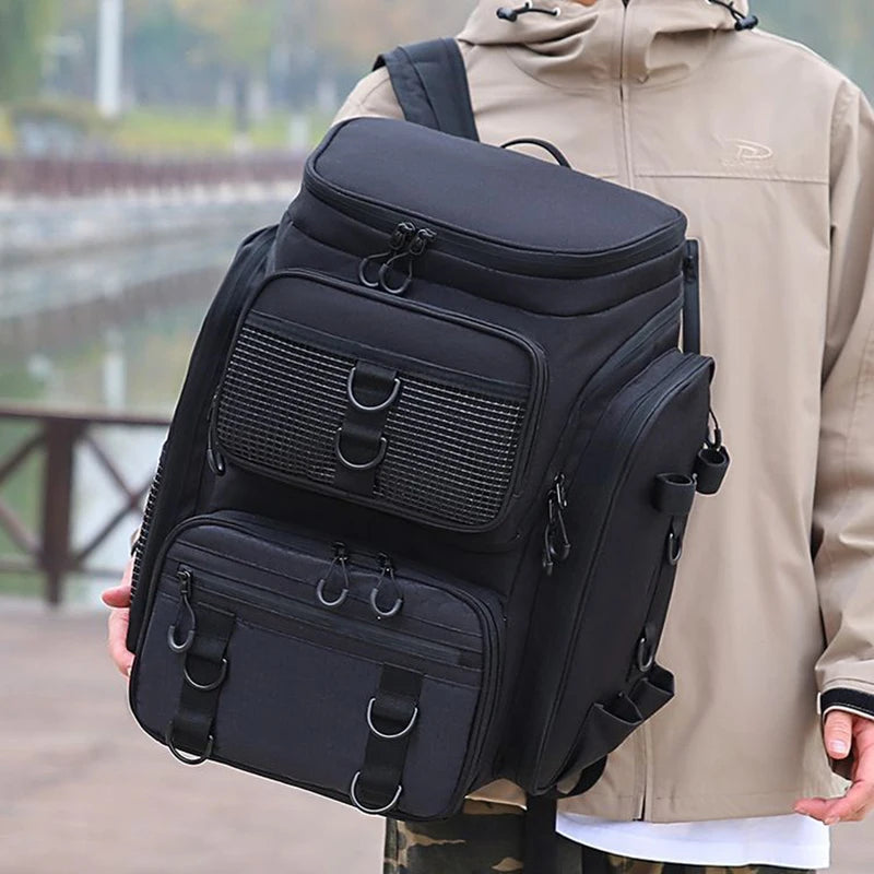 50L Fishing Bag with Rod Holders Chest Bag Fish Tackle Lure Organizer Storage Backpack Outdoor Camping Hiking Large Bagpack