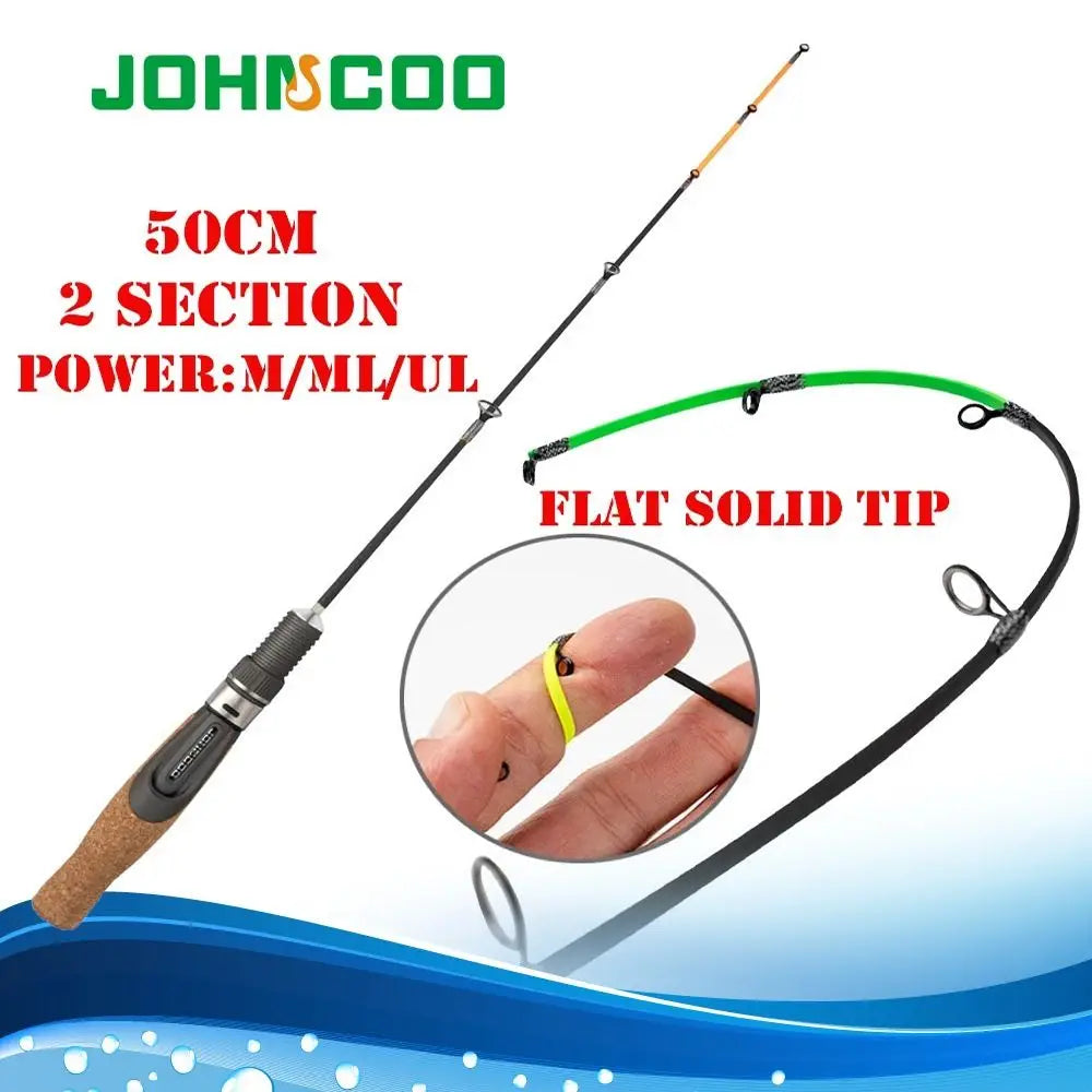 UL ML Winter fishing rod soft tip 50cm Ice fishing rod with Flat tip high quality Fiber Glass tip with cork handle