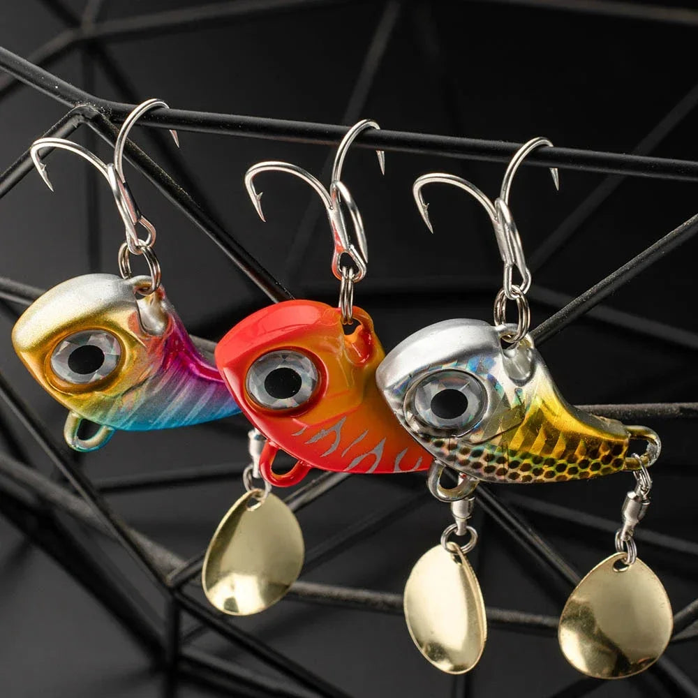 GOBAIT Spinner Bait 10g 20g 30g VIB Spoon Metal Jig Fishing Vibration Tackle Blade Pesca Rotating Spinning Lure Gear Spinnerbait