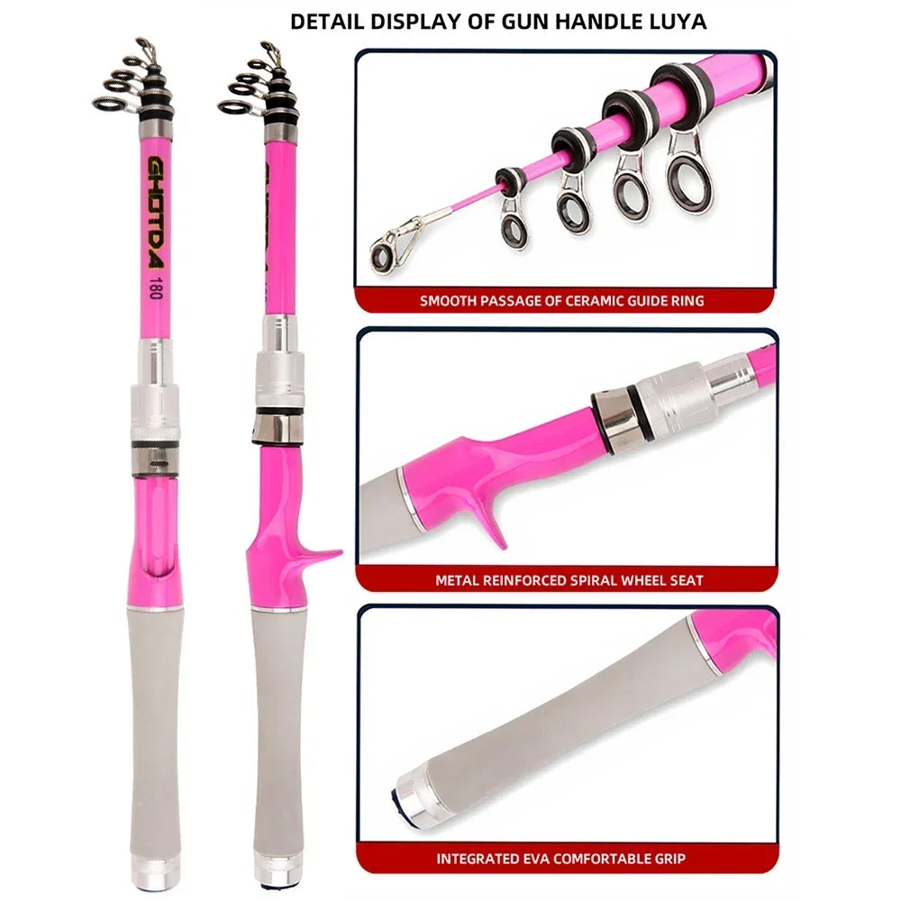 Portable Telescopic Fishing Rod Combo1.5-2.4m Fishing Rod and 2000 3000 4000 Spinning Reel Fishing Line Kit For Freshwater Pesca