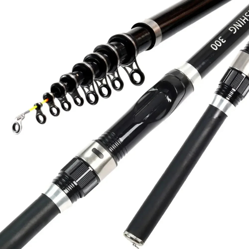 BAKAWA Telescopic Rock Fishing Rod Spinning Fly Carp Feeder Carbon Fiber Pesca 3M 2.7M 2.4M 2.1M 1.8M 1.5M Mini Travel Reel Seat