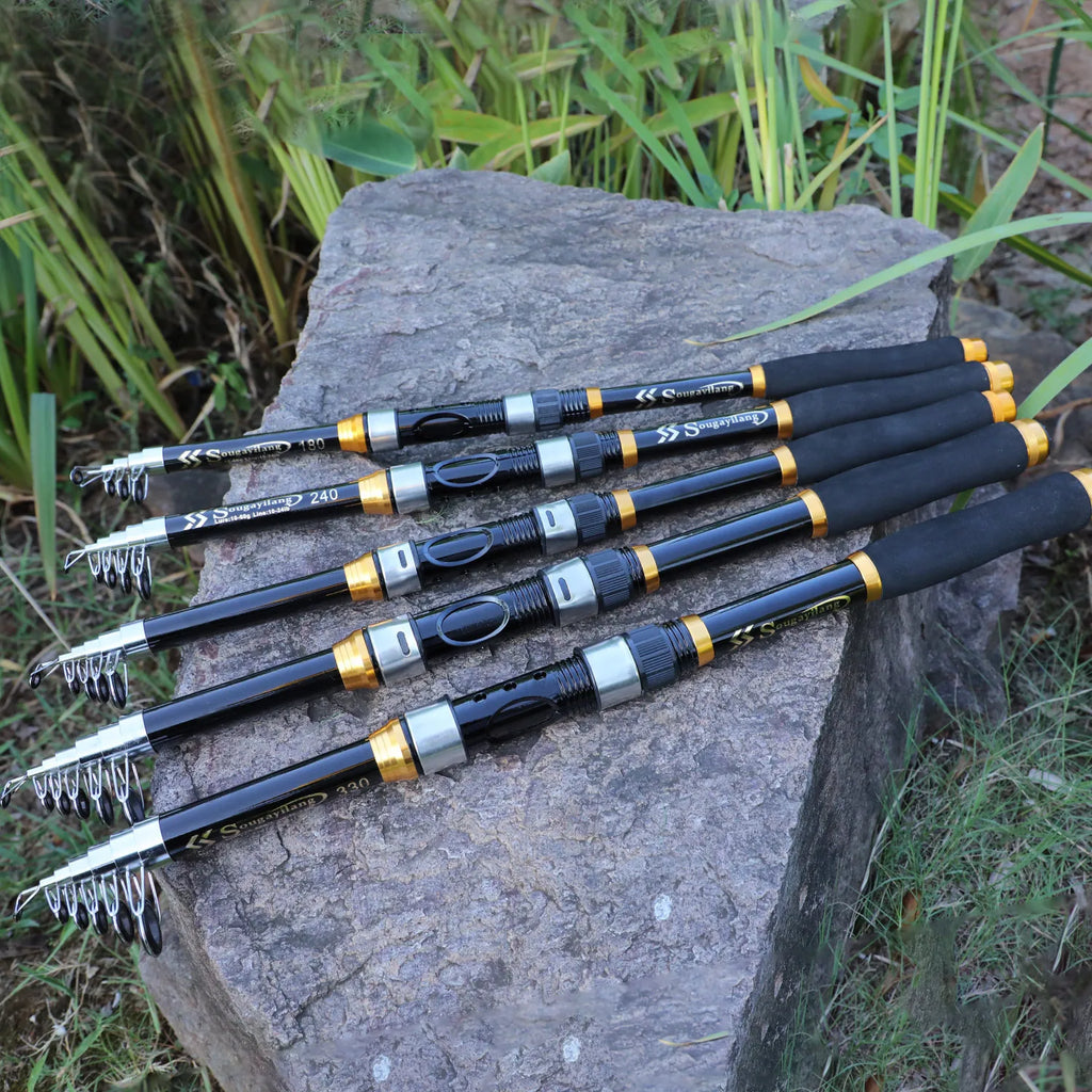 Sougayilang 1.8m-3.3m Telescopic Fishing Rod Super Strong Glass Fiber Travel Rod for Freshwater Saltwater Bass Fishing Pesca