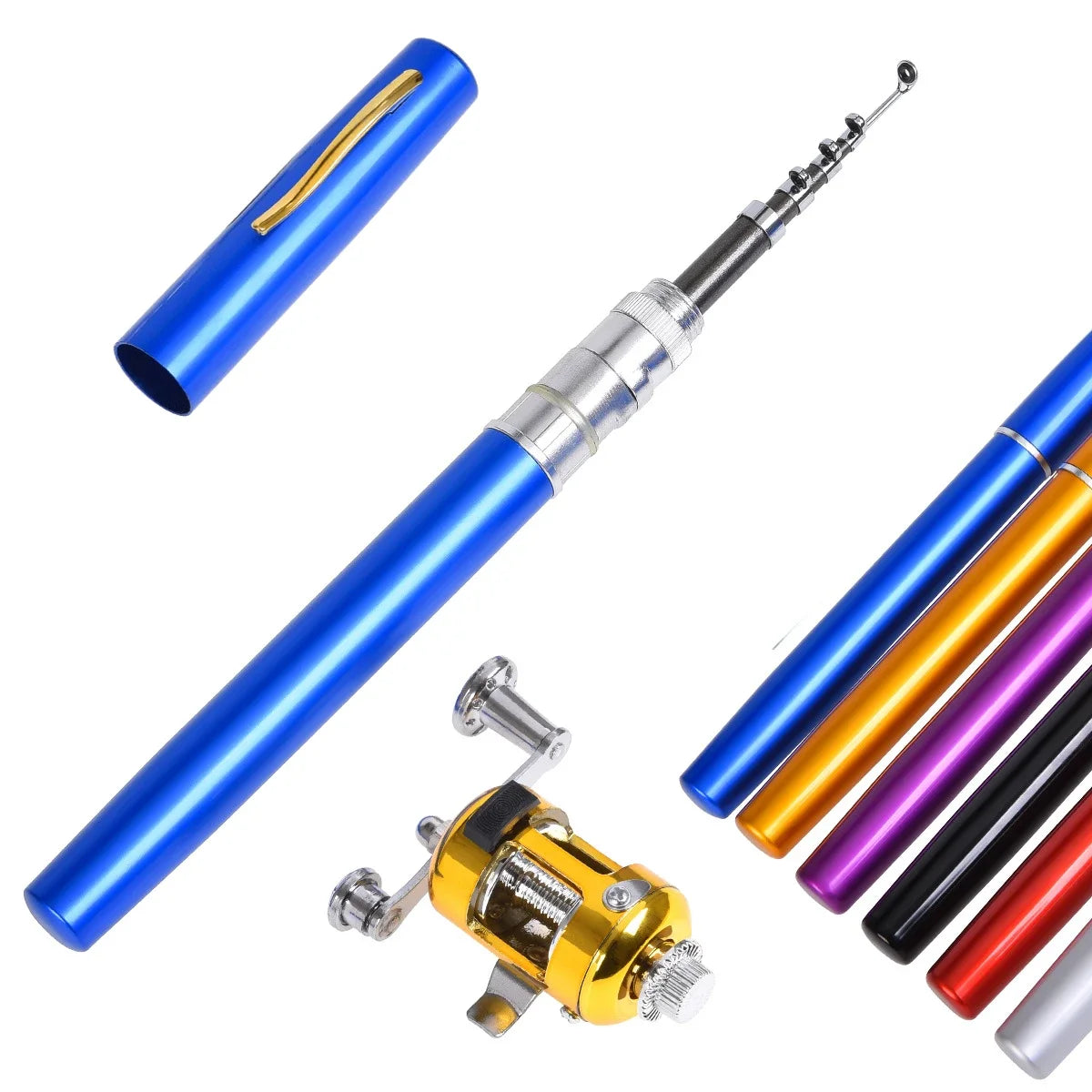Steel Pen Fishing Rod Cross-border Mini Ice Fishing Rod Pocket Raft Rod Portable Gift Fishing Rod 1 Meter  Rods