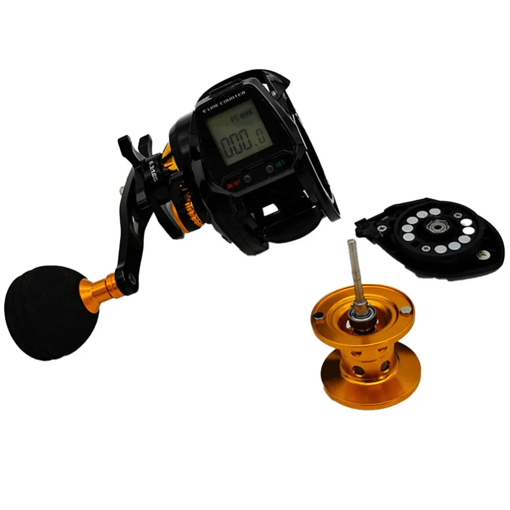 Hook Reminder Digital Fishing Baitcasting Reel Line Counter 6.3:1 Digital Fishing Reel With Line Counter Big Led Screen