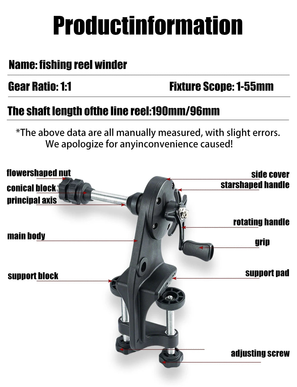 Portable Lightweight Fishing Line Winder Spooler Antirust Sturdy Line Winder fishing accessories For fishing Reel fishing tools