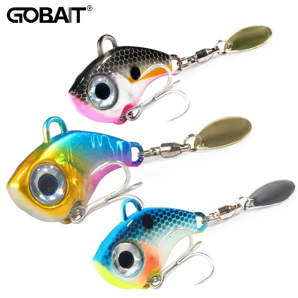 GOBAIT Spinner Bait 10g 20g 30g VIB Spoon Metal Jig Fishing Vibration Tackle Blade Pesca Rotating Spinning Lure Gear Spinnerbait