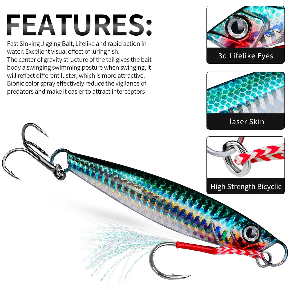 sea jigging lures Metal Jig Ideal for Sea Fishing and Boat Fishing Jigging Pesca Bait Artificial Bait Tackle