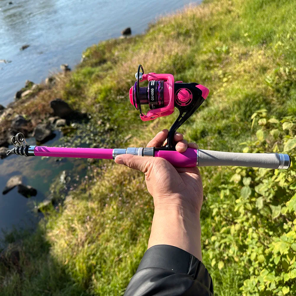 Portable Telescopic Fishing Rod Combo1.5-2.4m Fishing Rod and 2000 3000 4000 Spinning Reel Fishing Line Kit For Freshwater Pesca