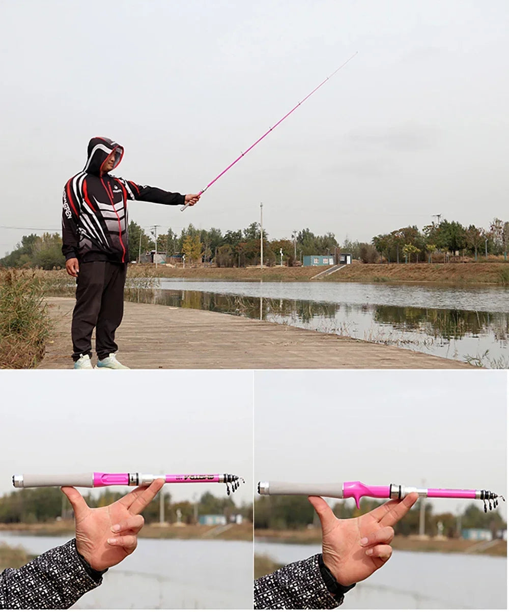 Portable Telescopic Fishing Rod Combo1.5-2.4m Fishing Rod and 2000 3000 4000 Spinning Reel Fishing Line Kit For Freshwater Pesca