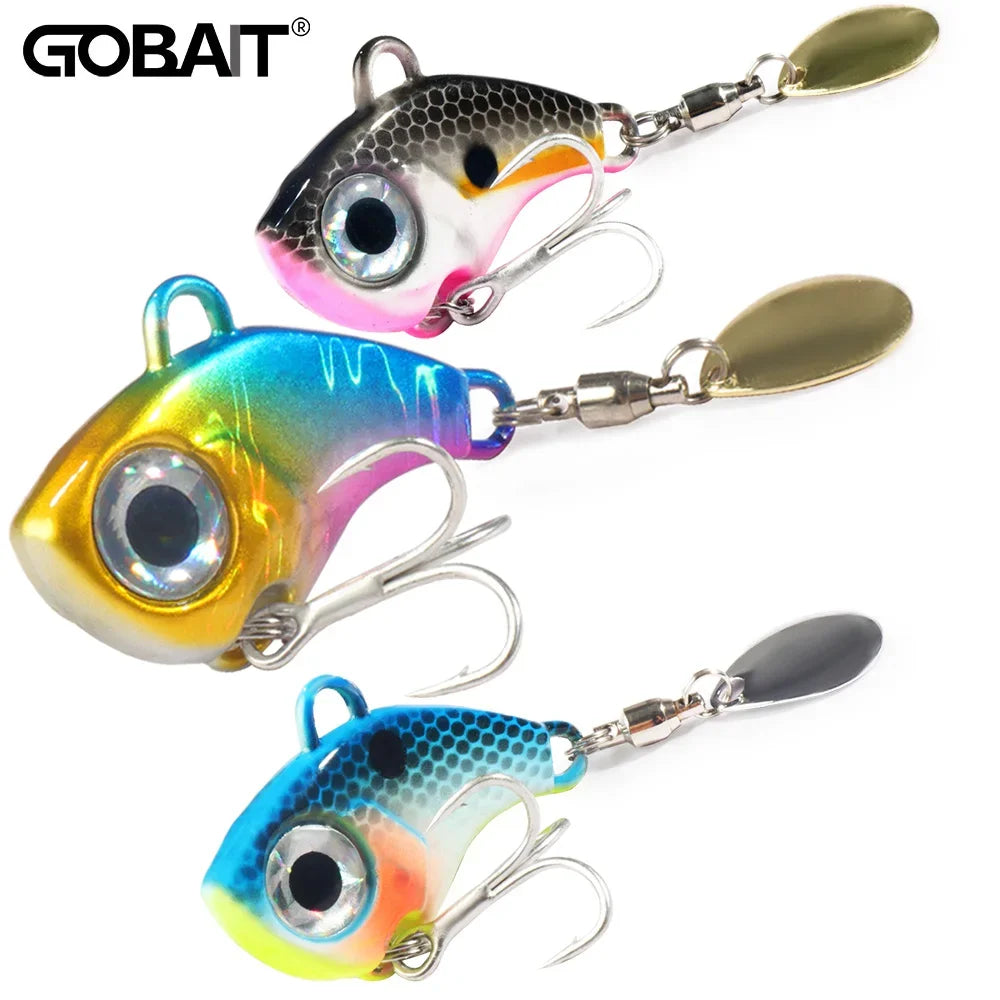 GOBAIT Spinner Bait 10g 20g 30g VIB Spoon Metal Jig Fishing Vibration Tackle Blade Pesca Rotating Spinning Lure Gear Spinnerbait