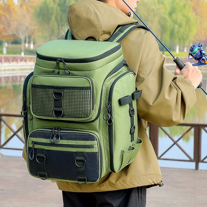 50L Fishing Bag with Rod Holders Chest Bag Fish Tackle Lure Organizer Storage Backpack Outdoor Camping Hiking Large Bagpack