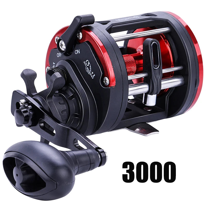 Sougayilang Trolling Fishing Reels Aluminum Alloy Spool Saltwater Drum Fishing Reel 3+1BB 3.8:1 Max Drag 25kg Fishing Tool Pesca