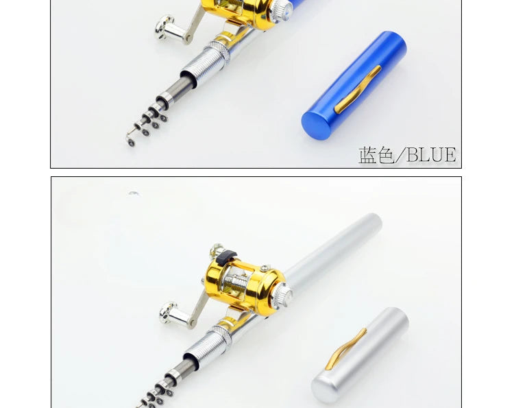 Steel Pen Fishing Rod Cross-border Mini Ice Fishing Rod Pocket Raft Rod Portable Gift Fishing Rod 1 Meter  Rods
