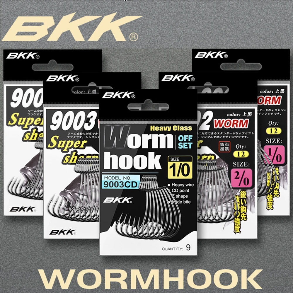 BKK 9003 & 9003CD 3X Strength Wide Gap Sharp Soft Worm Hook Jigging Offset Hooks Crank Baits Fishhook Texas Rig Bass Carp Pesca