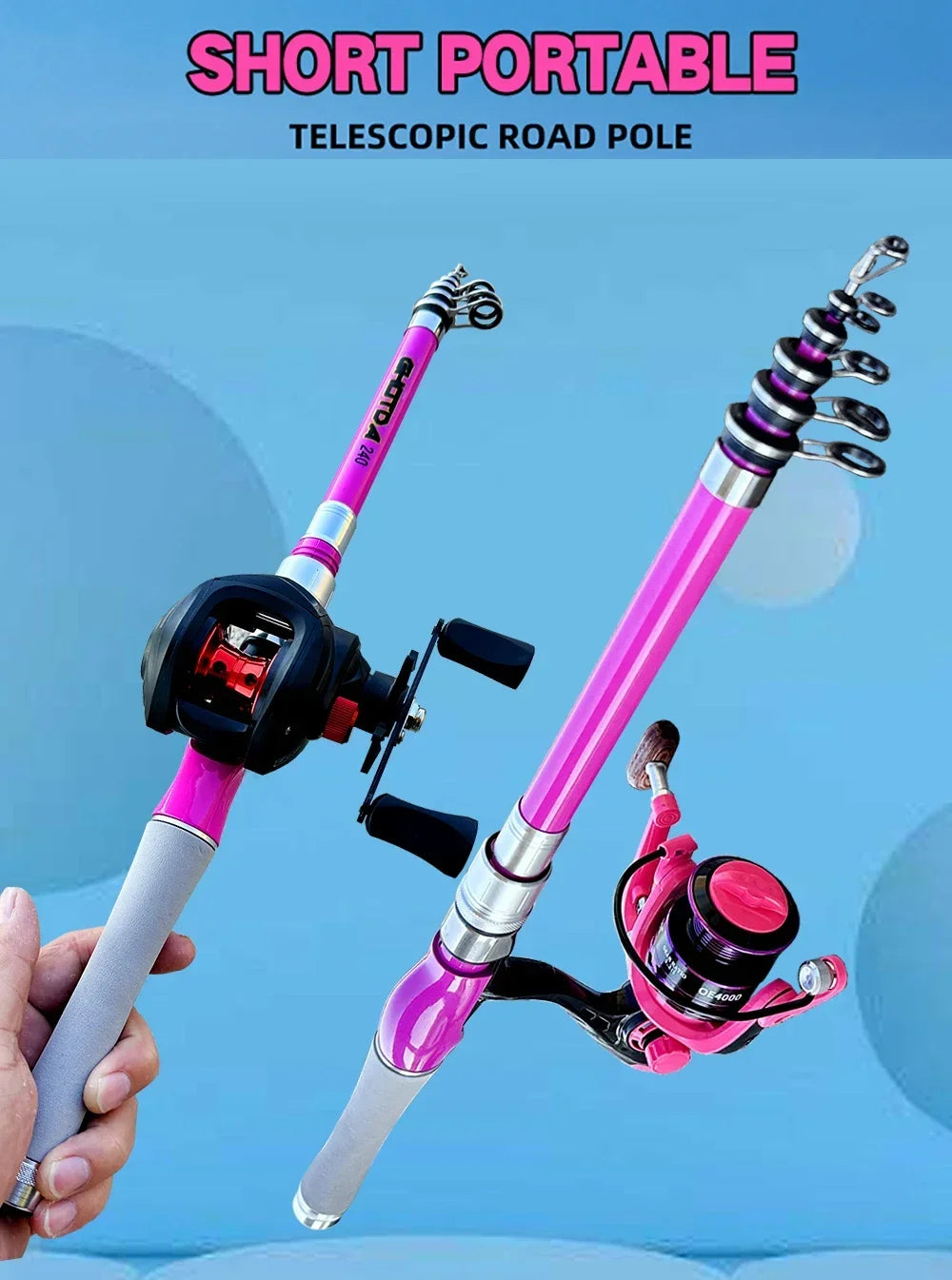 Portable Telescopic Fishing Rod Combo1.5-2.4m Fishing Rod and 2000 3000 4000 Spinning Reel Fishing Line Kit For Freshwater Pesca
