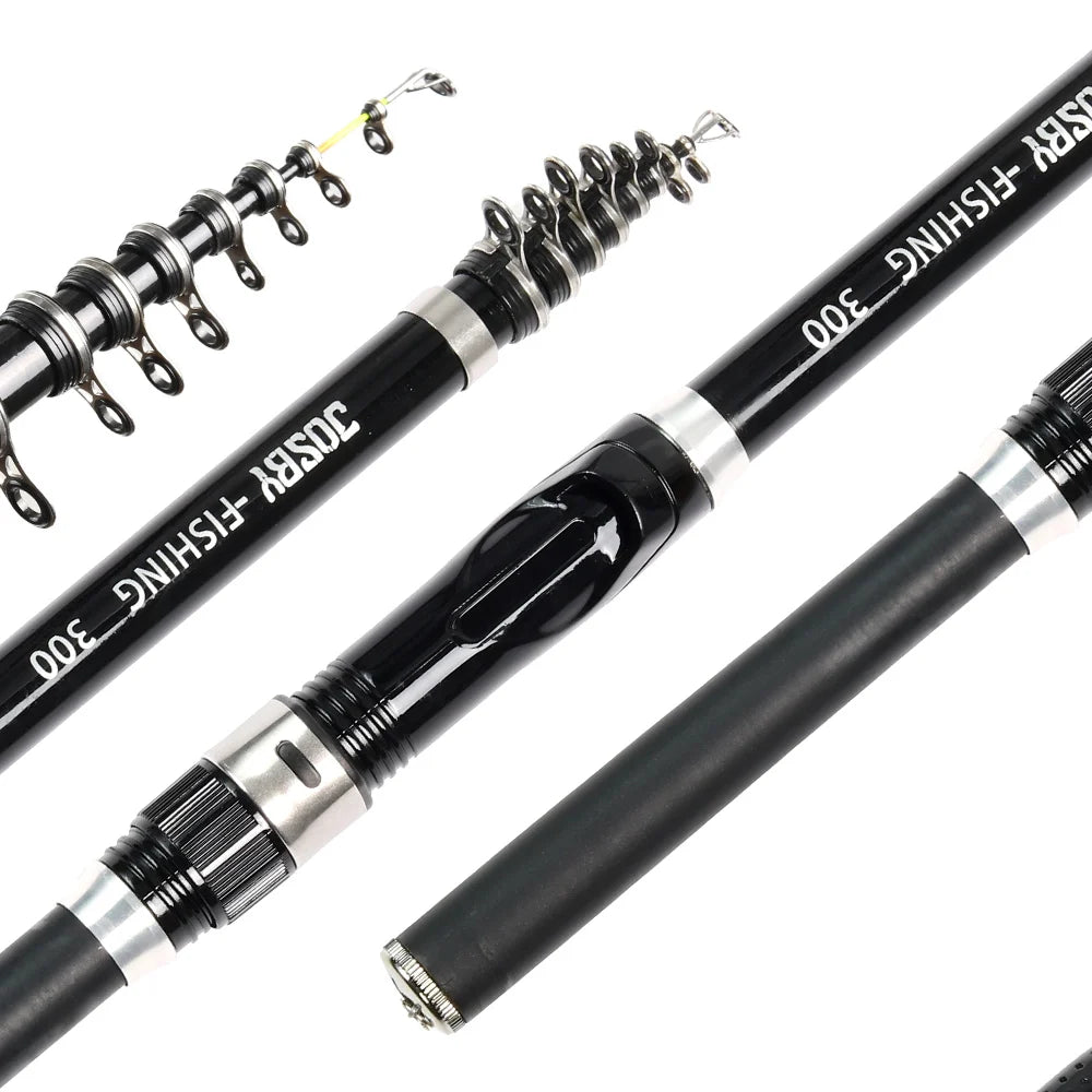 JOSBY Mini Spinning Fishing Rod Telescopic FRP Feeder Ultralight Portable Sea Travel Pole 1.5M 1.8M 2.1M 2.4M 2.7M 3.0M NEW
