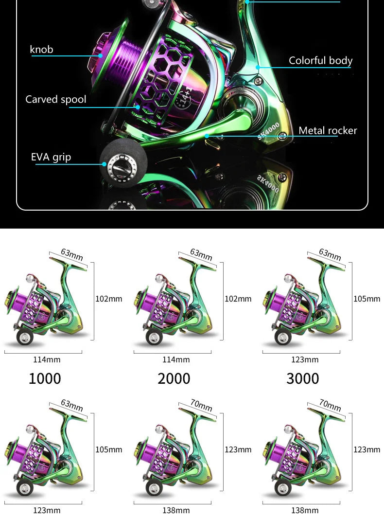 ZWICKE All Metal Imitation Wheel 15KG Max Drag Power 14+1 Ball Bearings Fishing Reel Fishing Rod Fishing Gear Spinning Wheel