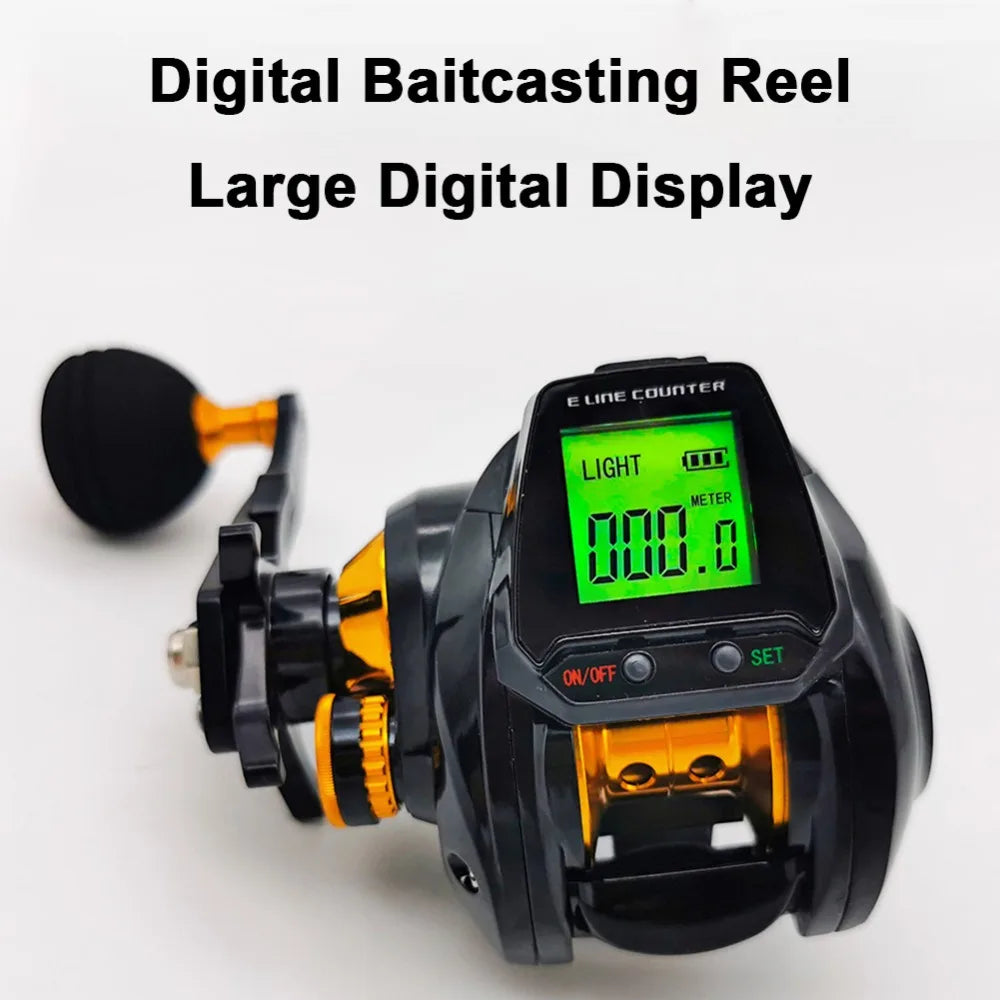 Hook Reminder Digital Fishing Baitcasting Reel Line Counter 6.3:1 Digital Fishing Reel With Line Counter Big Led Screen