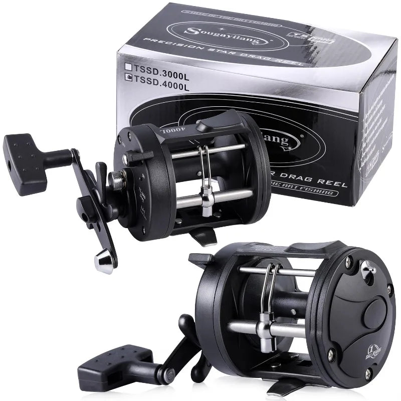 Sougayilang Trolling Fishing Reels Aluminum Alloy Spool Saltwater Drum Fishing Reel 3+1BB 3.8:1 Max Drag 25kg Fishing Tool Pesca