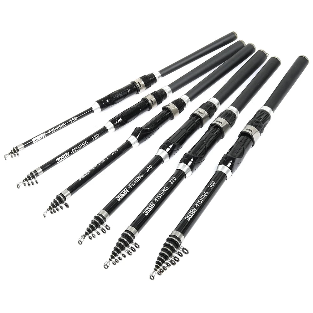JOSBY Mini Spinning Fishing Rod Telescopic FRP Feeder Ultralight Portable Sea Travel Pole 1.5M 1.8M 2.1M 2.4M 2.7M 3.0M NEW