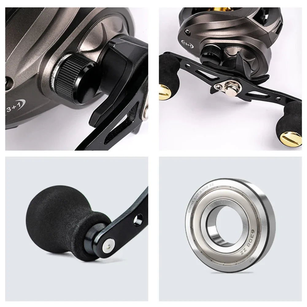 Baitcasting Reel Metal Bearing Aluminum Water Droplet Wheel Anti-explosion Line 7.2:1 High Rotational Speed Ratio Fishing Tackle