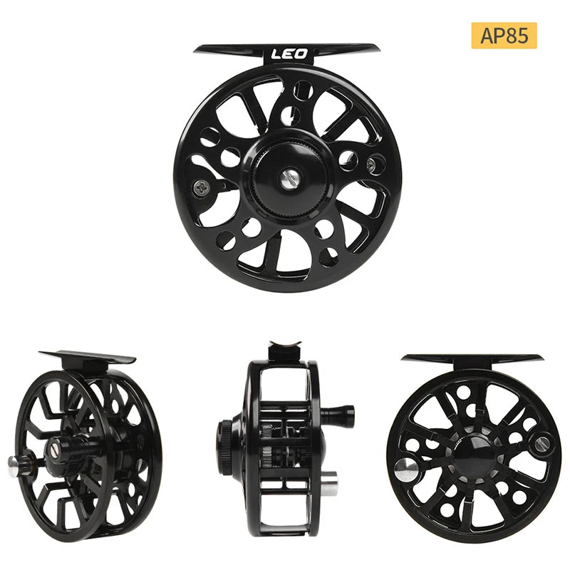 1PC 3/4 5/6 7/9 74 84 94mm WT Fly Fishing Reel CNC Machined Metal Large Arbor Aluminum Professional Fly Fishing Wheel Black