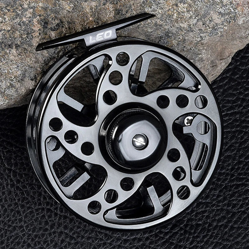 1PC 3/4 5/6 7/9 74 84 94mm WT Fly Fishing Reel CNC Machined Metal Large Arbor Aluminum Professional Fly Fishing Wheel Black