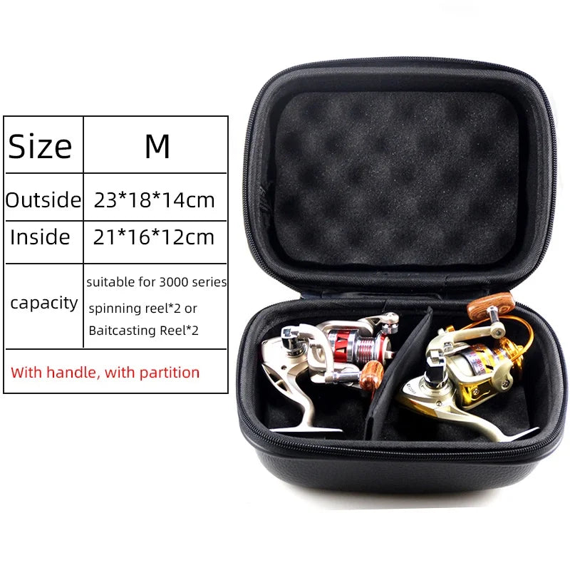 Fishing Tackle Storage Bag Waterproof Holder Pouch Fishing Protective Case Spinning Reel Shockproof Box for 1-2 Fishing Reels