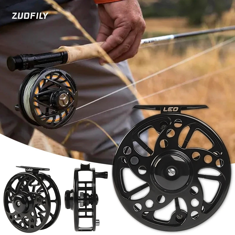 1PC 3/4 5/6 7/9 74 84 94mm WT Fly Fishing Reel CNC Machined Metal Large Arbor Aluminum Professional Fly Fishing Wheel Black