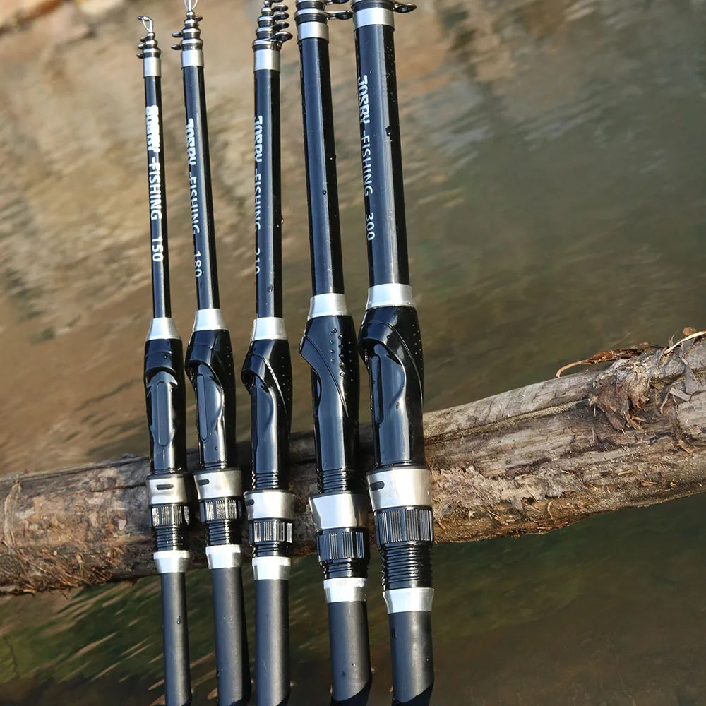 JOSBY Mini Spinning Fishing Rod Telescopic FRP Feeder Ultralight Portable Sea Travel Pole 1.5M 1.8M 2.1M 2.4M 2.7M 3.0M NEW