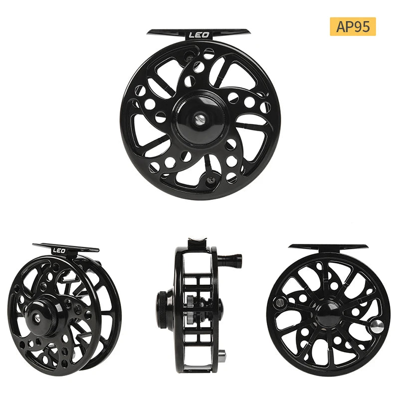 1PC 3/4 5/6 7/9 74 84 94mm WT Fly Fishing Reel CNC Machined Metal Large Arbor Aluminum Professional Fly Fishing Wheel Black