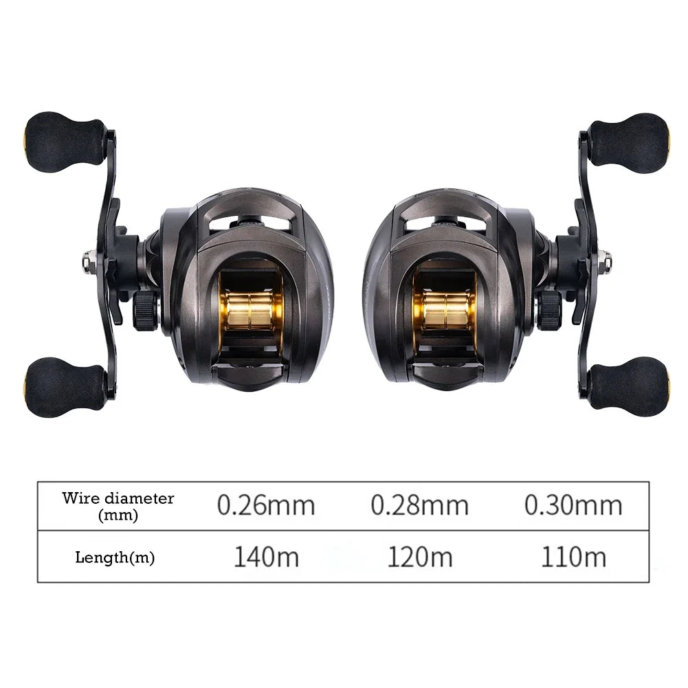 Baitcasting Reel Metal Bearing Aluminum Water Droplet Wheel Anti-explosion Line 7.2:1 High Rotational Speed Ratio Fishing Tackle
