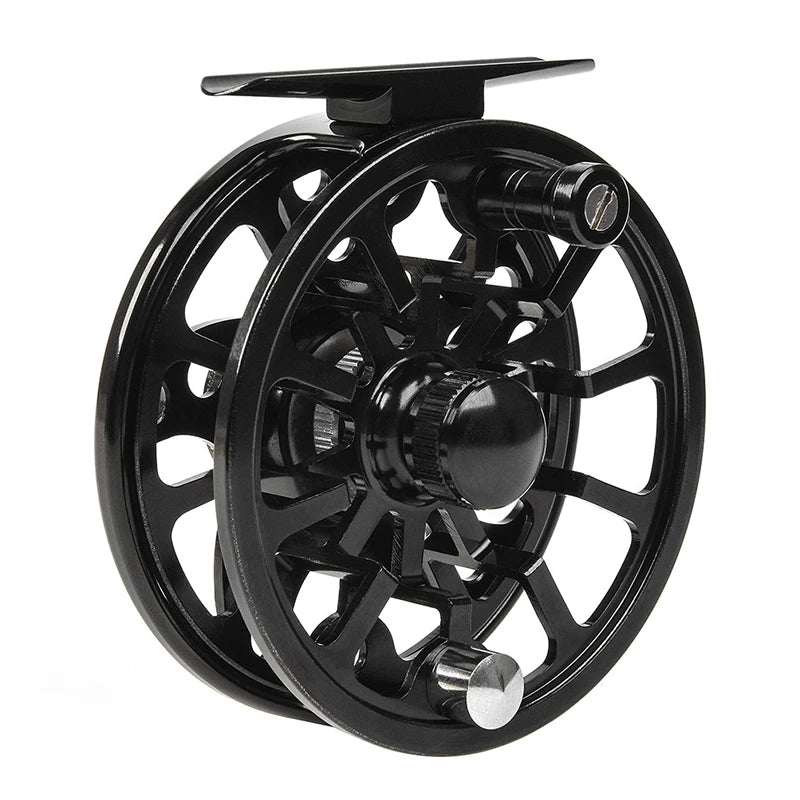 1PC 3/4 5/6 7/9 74 84 94mm WT Fly Fishing Reel CNC Machined Metal Large Arbor Aluminum Professional Fly Fishing Wheel Black