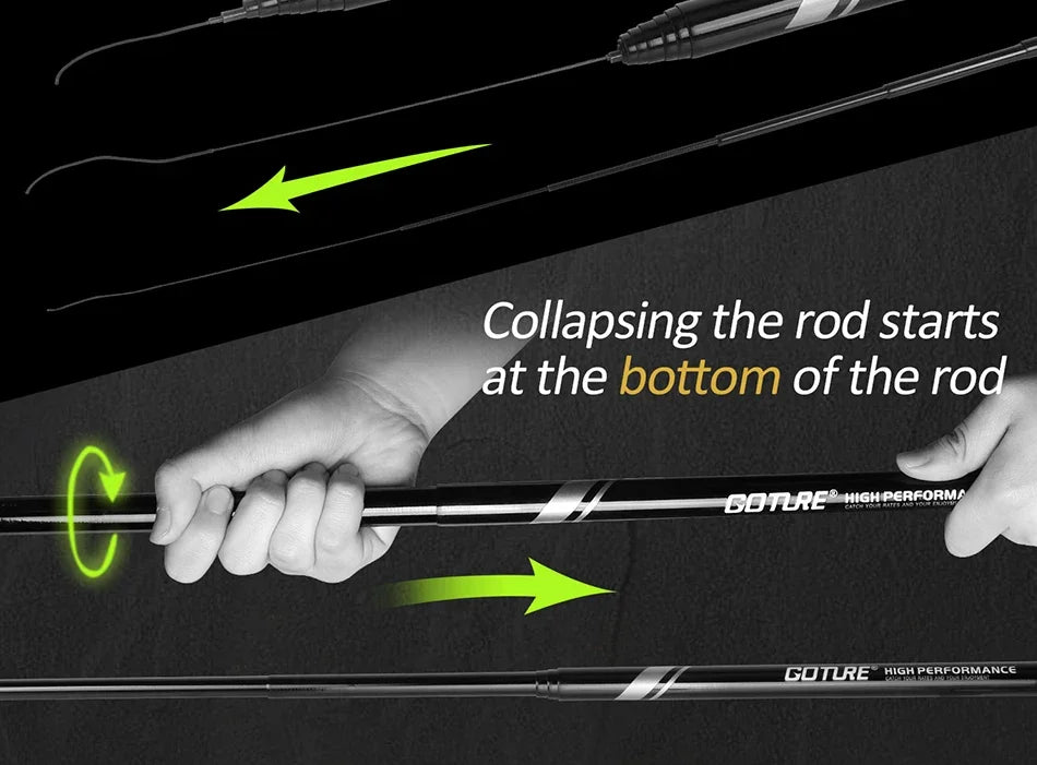 Goture GOLDLITE Hand Rod 3.6-7.2m Telescopic Carbon Fiber Ultralight Saltwater Freshwater Stream Carp Fishing Pole Pesca