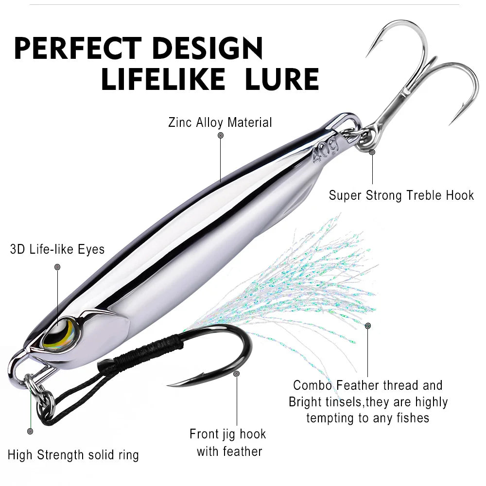 Metal Jig Bait 15g 20g 30g 40g Mackerel Artificial Hard Fish Lure Sinking Far Casting Jigging Bait Spoon Spinnerbait For Fishing