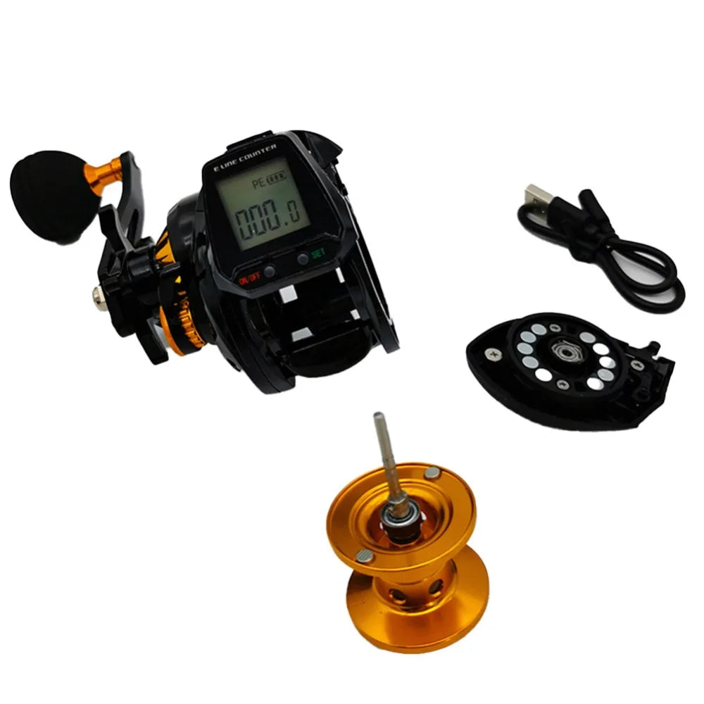 Hook Reminder Digital Fishing Baitcasting Reel Line Counter 6.3:1 Digital Fishing Reel With Line Counter Big Led Screen