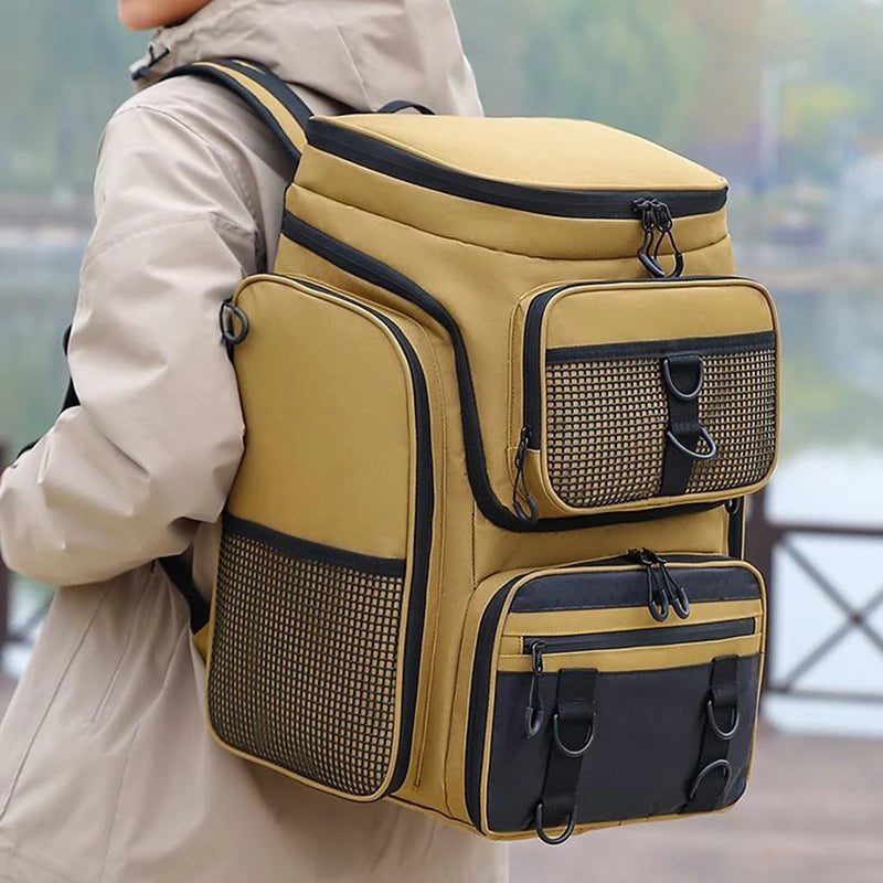 50L Fishing Bag with Rod Holders Chest Bag Fish Tackle Lure Organizer Storage Backpack Outdoor Camping Hiking Large Bagpack