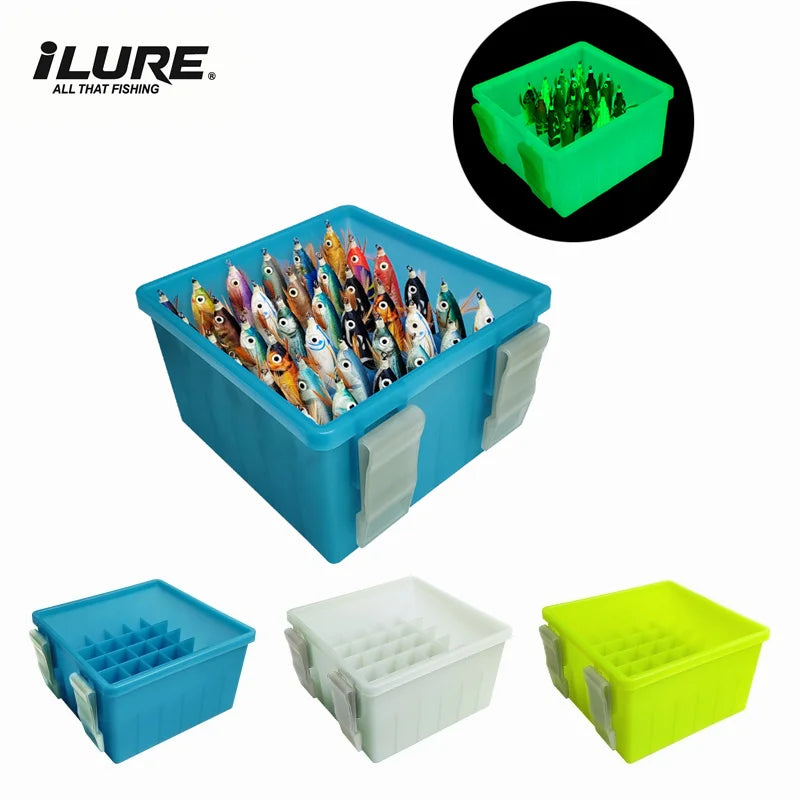 New 36 Grids Plastic Luminous Fishing Tackle Box Hard Lure Storage Box Egi Webfoot Octopus Organizer Squid Jig Bait Container