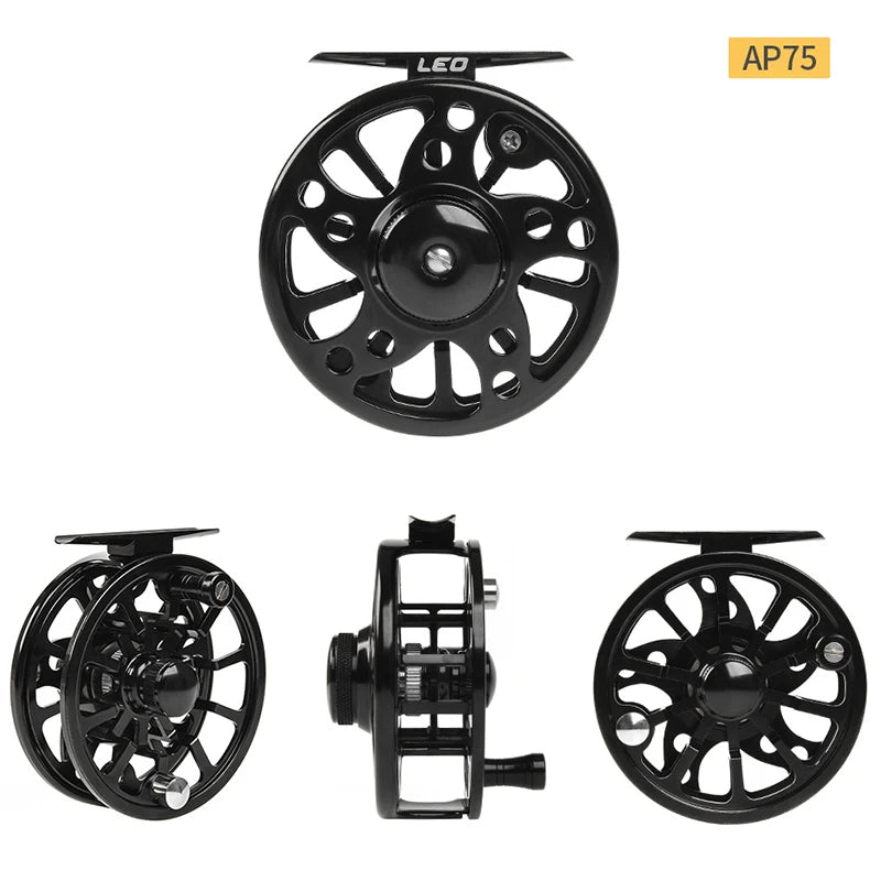 1PC 3/4 5/6 7/9 74 84 94mm WT Fly Fishing Reel CNC Machined Metal Large Arbor Aluminum Professional Fly Fishing Wheel Black