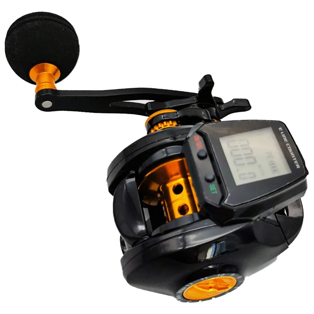 Hook Reminder Digital Fishing Baitcasting Reel Line Counter 6.3:1 Digital Fishing Reel With Line Counter Big Led Screen