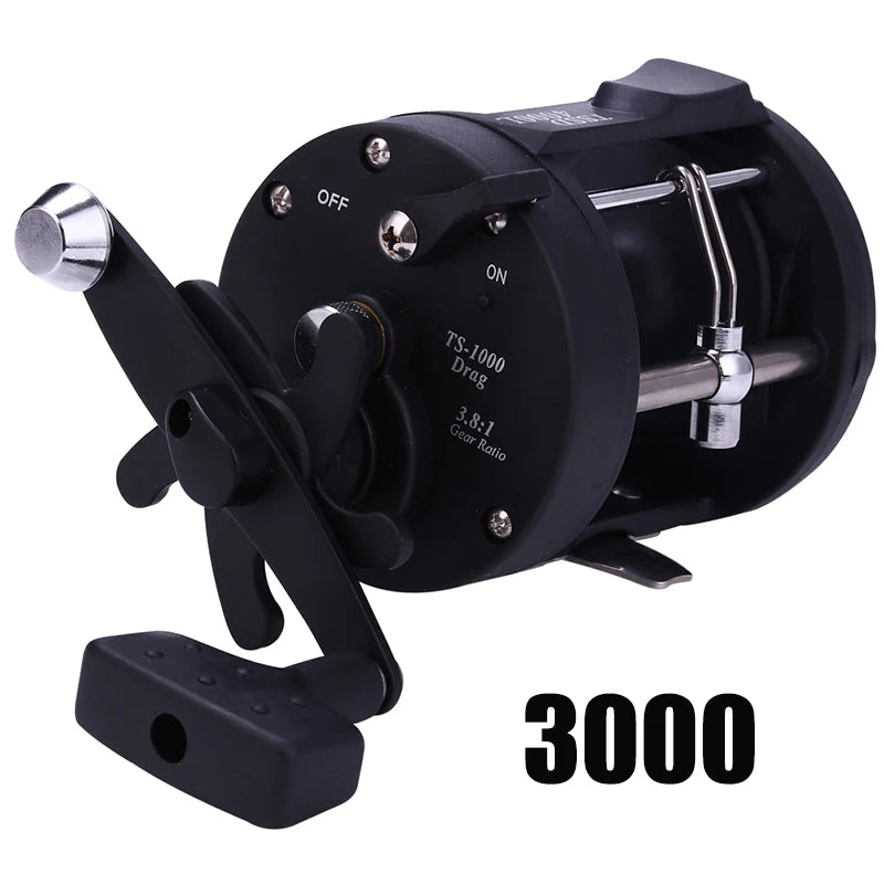 Sougayilang Trolling Fishing Reels Aluminum Alloy Spool Saltwater Drum Fishing Reel 3+1BB 3.8:1 Max Drag 25kg Fishing Tool Pesca