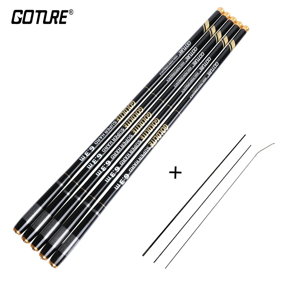 Goture GOLDLITE Hand Rod 3.6-7.2m Telescopic Carbon Fiber Ultralight Saltwater Freshwater Stream Carp Fishing Pole Pesca