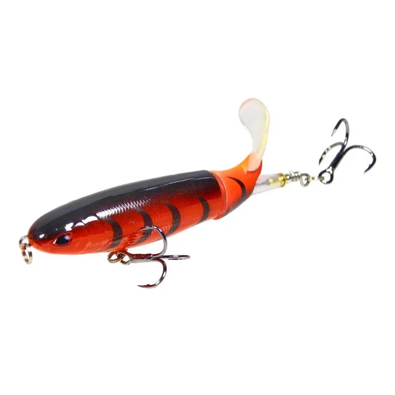 1 Pcs 10cm/14cm Topwater Fishing Lure Whopper Popper Artificial Bait Hard Plopper Soft Rotating Tail Fishing Tackle Fishing Bait