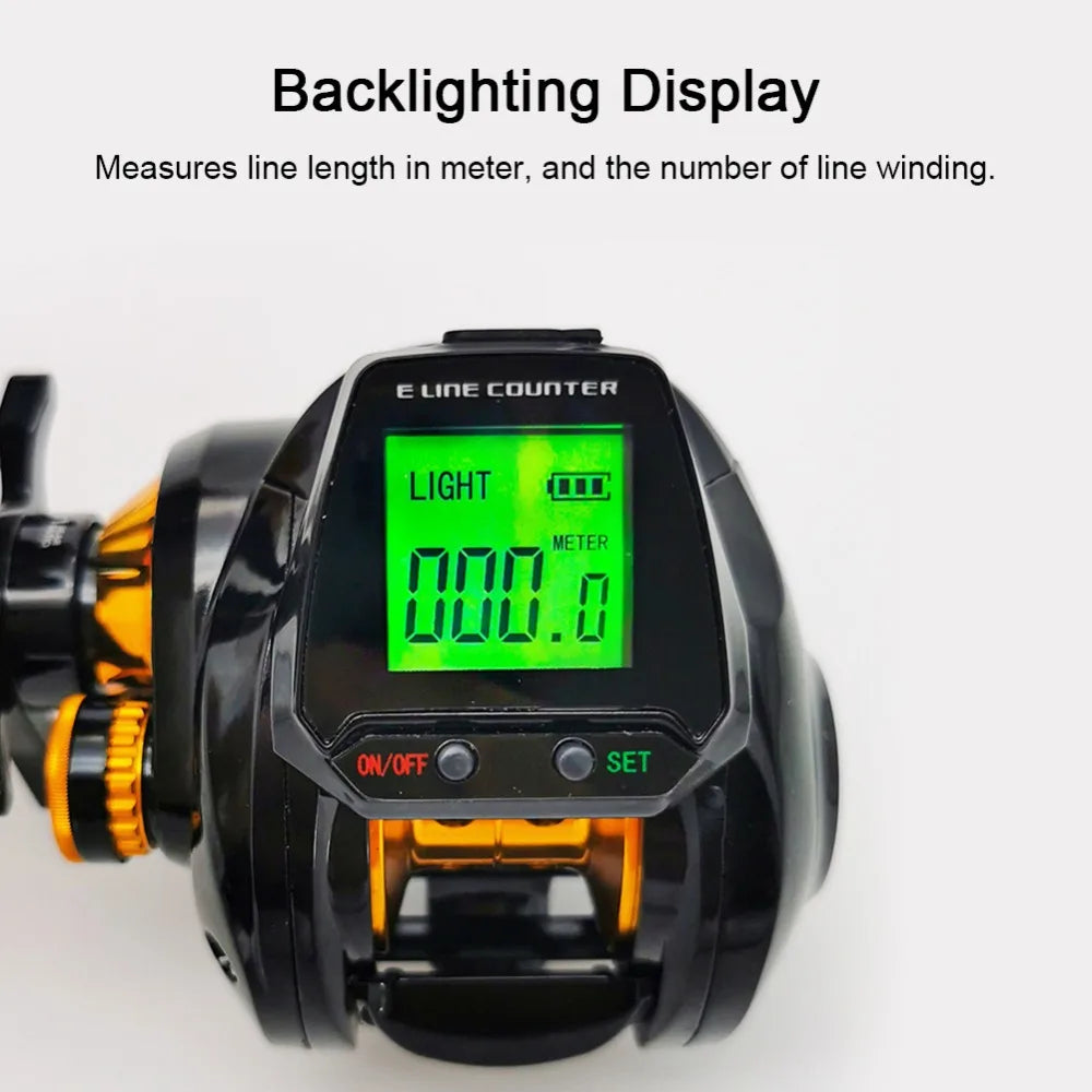 Hook Reminder Digital Fishing Baitcasting Reel Line Counter 6.3:1 Digital Fishing Reel With Line Counter Big Led Screen