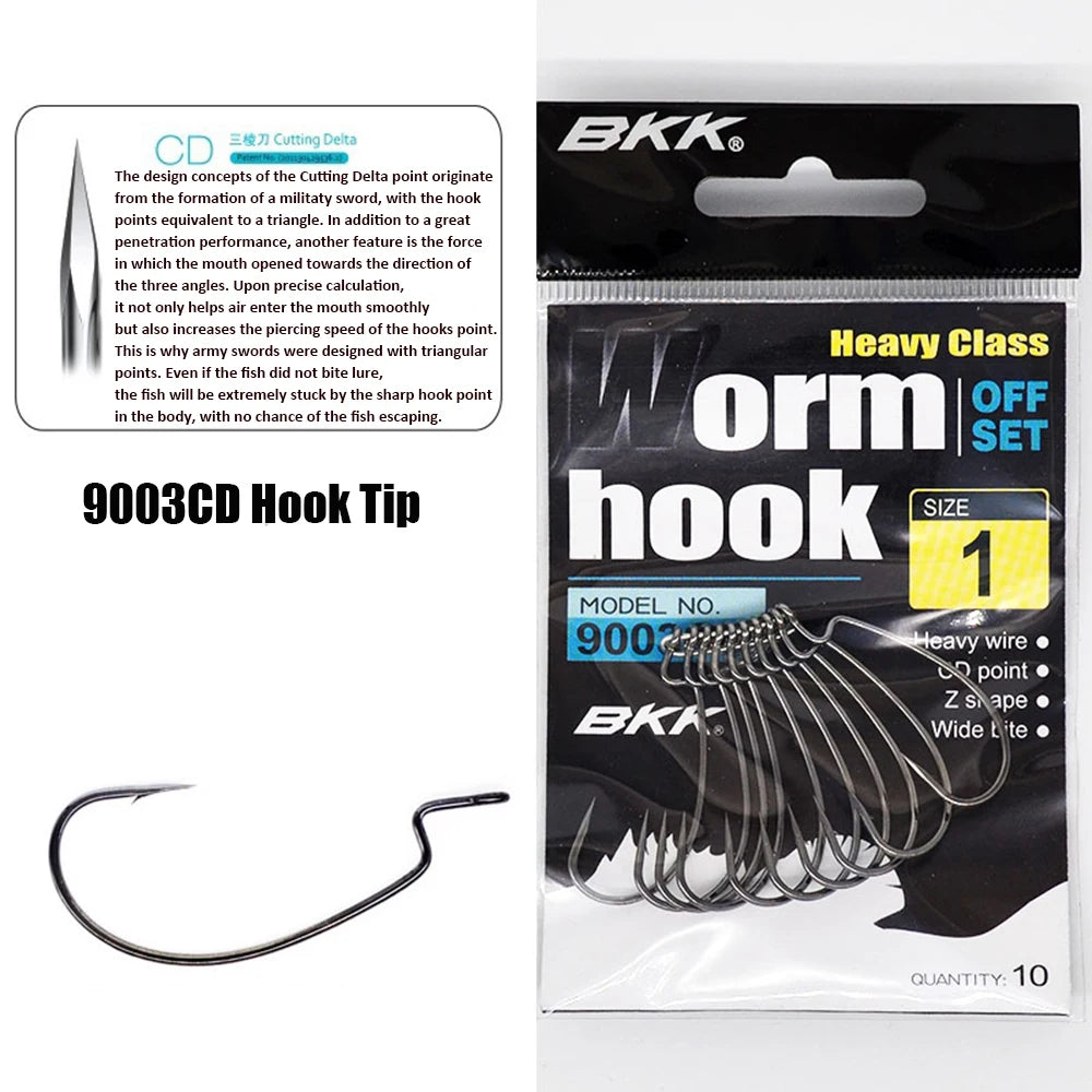 BKK 9003 & 9003CD 3X Strength Wide Gap Sharp Soft Worm Hook Jigging Offset Hooks Crank Baits Fishhook Texas Rig Bass Carp Pesca