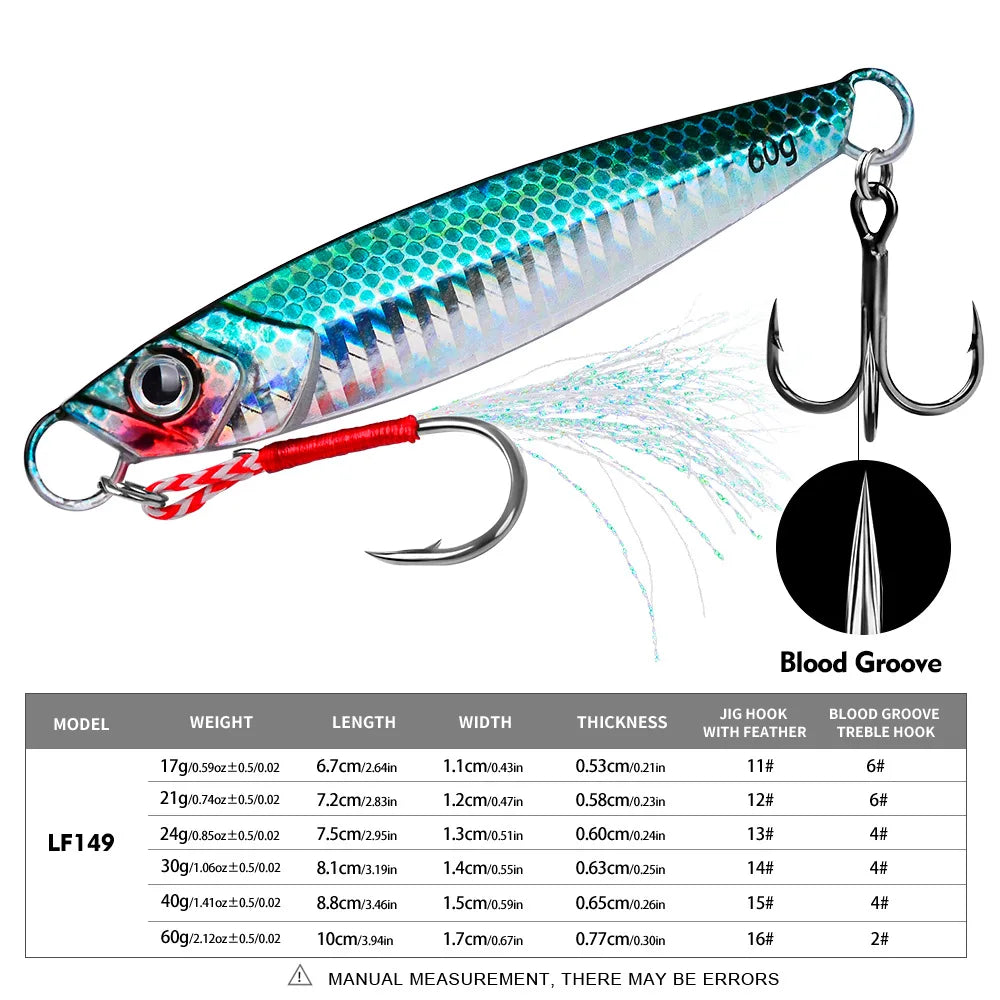 sea jigging lures Metal Jig Ideal for Sea Fishing and Boat Fishing Jigging Pesca Bait Artificial Bait Tackle
